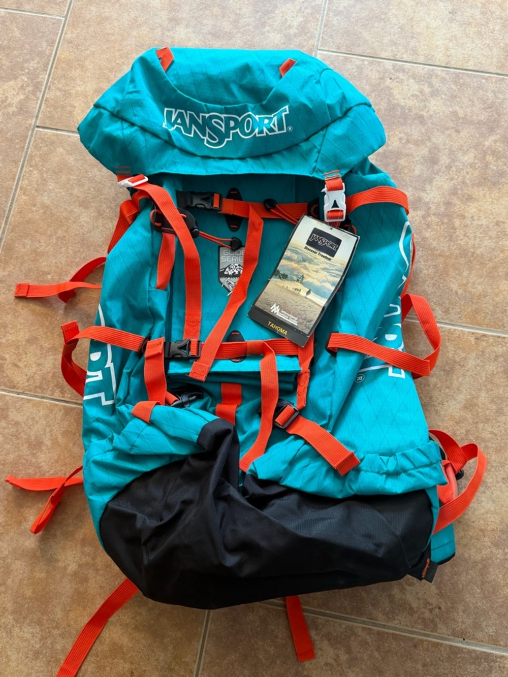 Jansport Teal Backpack with Orange Straps